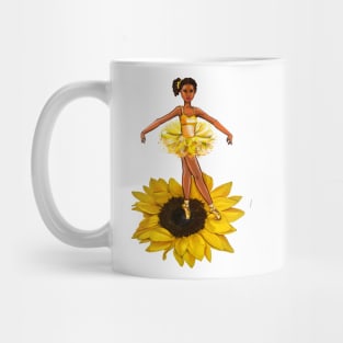 Ballet sunflower dance - black ballerina  in yellow tutu - brown skin ballerina on a flower Mug